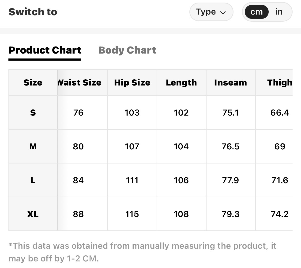 Size Chart